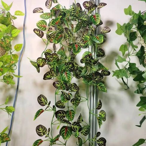 110cm Artificial Hanging Plants, Fake Hanging Plant, Fake Ivy Vine Plants Artificial Vines for Wall Indoor Outdoor Garden Party Decoration (Green Crabapple Leaves) in Saudi Arabia