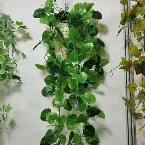 110cm Artificial Hanging Plants, Fake Hanging Plant, Fake Ivy Vine Plants Artificial Vines for Wall Indoor Outdoor Garden Party Decoration (Green Crabapple Leaves) in Saudi Arabia