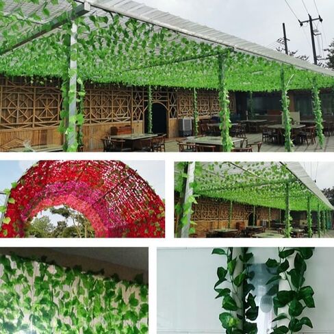 110cm Artificial Hanging Plants, Fake Hanging Plant, Fake Ivy Vine Plants Artificial Vines for Wall Indoor Outdoor Garden Party Decoration (Green Crabapple Leaves) in Saudi Arabia