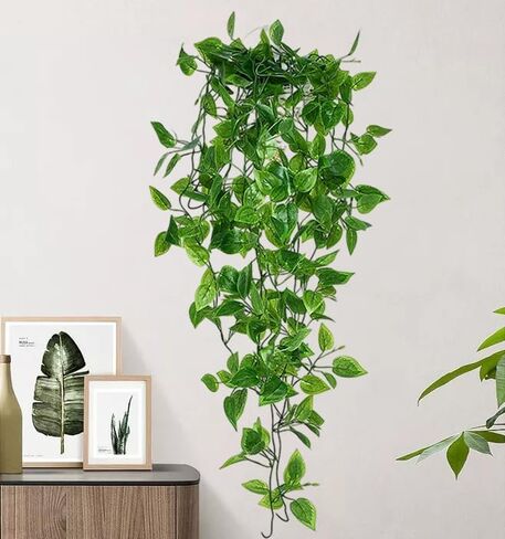 110cm Artificial Hanging Plants, Fake Hanging Plant, Fake Ivy Vine Plants Artificial Vines for Wall Indoor Outdoor Garden Party Decoration (Green Crabapple Leaves) in Saudi Arabia