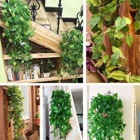 110cm Artificial Hanging Plants, Fake Hanging Plant, Fake Ivy Vine Plants Artificial Vines for Wall Indoor Outdoor Garden Party Decoration (Green Crabapple Leaves) in Saudi Arabia