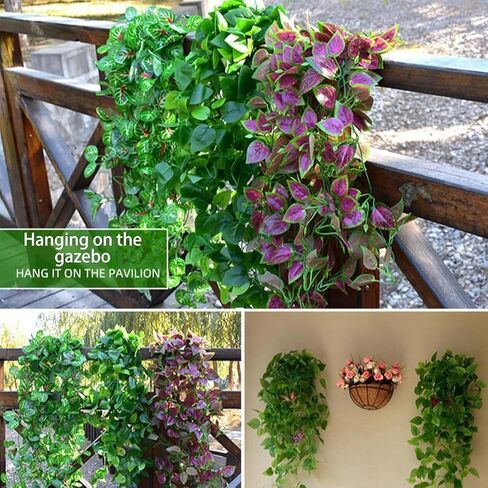 110cm Artificial Hanging Plants, Fake Hanging Plant, Fake Ivy Vine Plants Artificial Vines for Wall Indoor Outdoor Garden Party Decoration (Green Crabapple Leaves) in Saudi Arabia