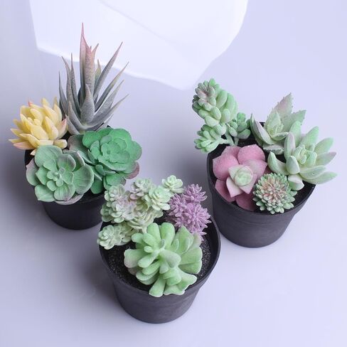 Artificial Succulent Plants, 3 Pack Small Fake Plants Faux Succulents Plant Unpotted for Home Garden Decoration DIY (A) in Saudi Arabia