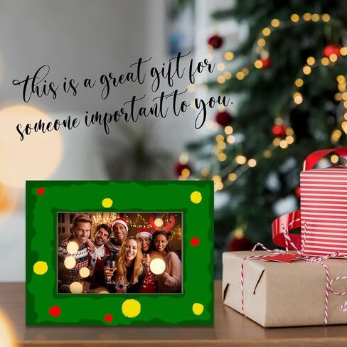 Ebned Merry Christmas Picture Frame - Fits 4 x 6 inch photos,Christmas tree Family Photo Frame,Merry Christmas Gifts for Family Friends, Winter Home Decorations(green) - A02 in Saudi Arabia