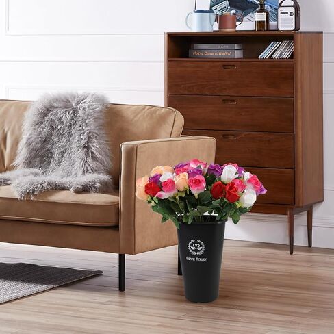 دلاء زهور بلاستيكية سوداء مقاس 11.93 بوصة من Ewingger، 4 عبوات عرض للمنزل، الفندق، متجر الزهور in Kuwait