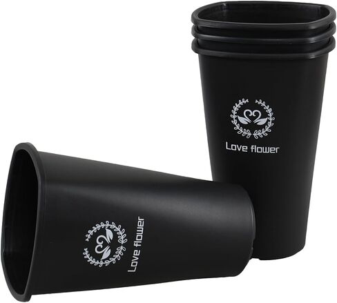 دلاء زهور بلاستيكية سوداء مقاس 11.93 بوصة من Ewingger، 4 عبوات عرض للمنزل، الفندق، متجر الزهور in Kuwait