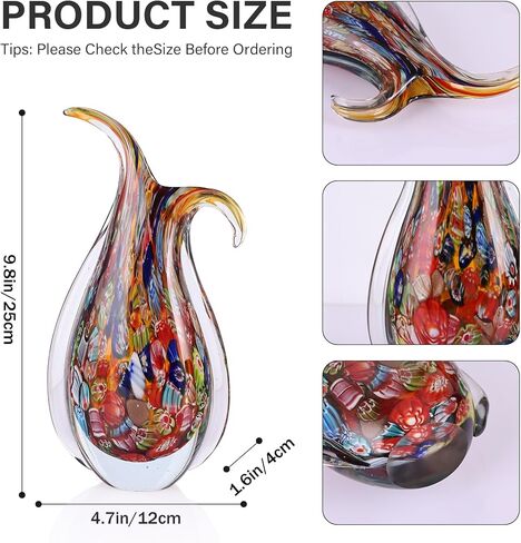 Hand Blown Glass Vase – Oval Decorative Art Glass for Centerpieces, Murano Inspired Decor for Dining Room, Entryway Table, or Shelf, Handmade Glass Vase for Home Display (Teal) in Saudi Arabia