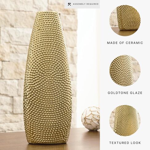 Signature Design by Ashley Efim Large Contemporary Ceramic Vase, Metallic in Saudi Arabia