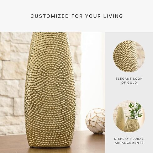 Signature Design by Ashley Efim Large Contemporary Ceramic Vase, Metallic in Saudi Arabia