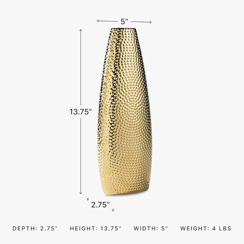 Signature Design by Ashley Efim Large Contemporary Ceramic Vase, Metallic in Saudi Arabia
