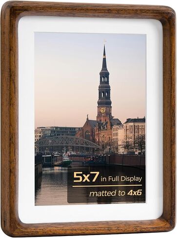 إطار صورة مقاس 5 × 7، إطار صور من الخشب الصلب مع زجاج مقسى، إطارات صور مكتبية مقاس 4 × 6 مع حصيرة أو 5 × 7 بدون حصيرة لتزيين الحائط in Kuwait