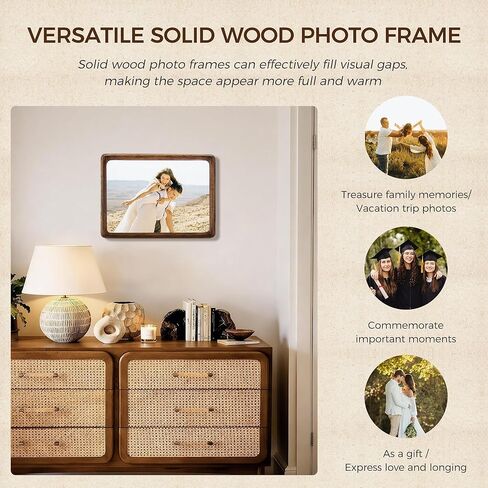 إطار صورة مقاس 5 × 7، إطار صور من الخشب الصلب مع زجاج مقسى، إطارات صور مكتبية مقاس 4 × 6 مع حصيرة أو 5 × 7 بدون حصيرة لتزيين الحائط in Kuwait