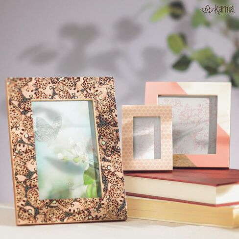 Karma, Natural Bone Picture Frame Round, 4x4 Photo Frame for Tabletop Desktop Display, Cream Floral in Saudi Arabia