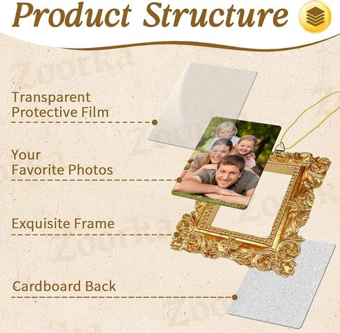 Zoorka 4 Pcs Magnetic Picture Frames for Refrigerator, Vintage Mini Gold Frames with Hooks and Rope for Hanging, Baroque Victorian Decor Set with Small Angel for Christmas Decor in Saudi Arabia