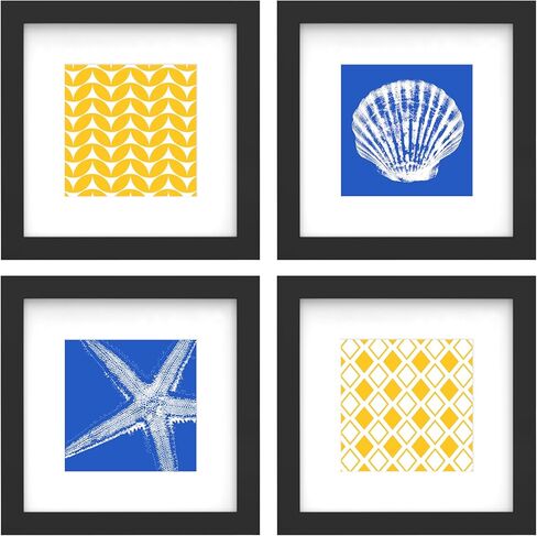 An&He 10x10 Picture Frames Set of 4, Displays 6x6 with Mat or 10x10 Without Mat Photos, Square Collage Wall Decor for Gallery, Wall Decor, Black in Saudi Arabia