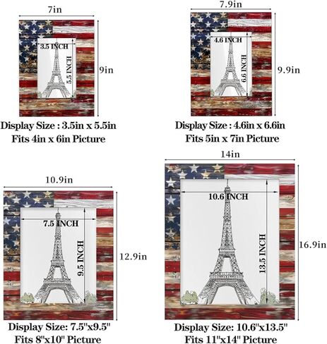 إطار صورة DXTKWL خشبي قديم بعلم أمريكي مقاس 5x7، عرض صور 4.6x6.6 بدون حصيرة، إطارات صور أنيقة لديكور جدار معرض المنزل in Kuwait