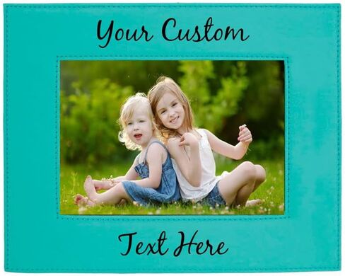 CustomGiftsNow Personalized أضف نصًا مخصصًا منقوشًا من الجلد الصناعي معلقًا/إطار صورة جماعية مخصصًا على سطح الطاولة (أسود، عمودي 5x7 بوصة) in Kuwait