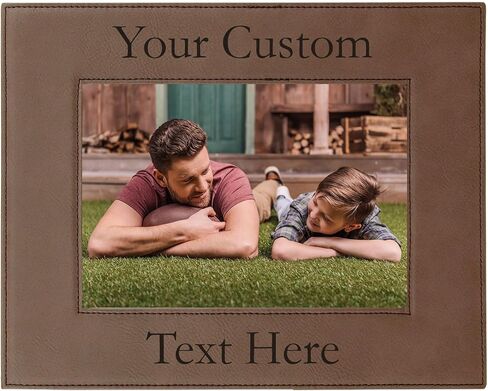 CustomGiftsNow Personalized أضف نصًا مخصصًا منقوشًا من الجلد الصناعي معلقًا/إطار صورة جماعية مخصصًا على سطح الطاولة (أسود، عمودي 5x7 بوصة) in Kuwait