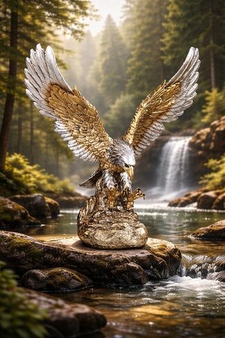 ICE ARMOR Hand Painted 11.25" H Eagle Hunting Figurine Statue Sculpture Ornament Decoration Home/Room Decor Ideas for Housewarming, Holidays and Birthdays Great Collectible Addition in Saudi Arabia