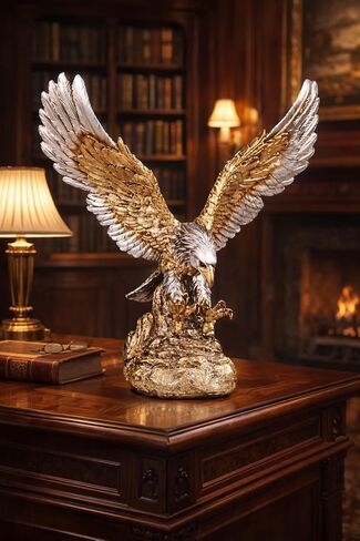 ICE ARMOR Hand Painted 11.25" H Eagle Hunting Figurine Statue Sculpture Ornament Decoration Home/Room Decor Ideas for Housewarming, Holidays and Birthdays Great Collectible Addition in Saudi Arabia