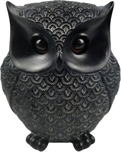 Fengshuibringluck Owl Statue Home Decor Accents Living Room Office Bedroom Kitchen Laundry House Gifts for Owls Lovers 4.7inch (Black) in Saudi Arabia