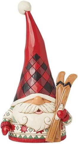 Enesco Jim Shore Heartwood Creek Highland Glen Gnome Holding Skis Figurine- Stone Resin Hand Painted Crafted Collectible Gnomes Mini Figurines Home Decor Statue, 6.3 Inch in Saudi Arabia