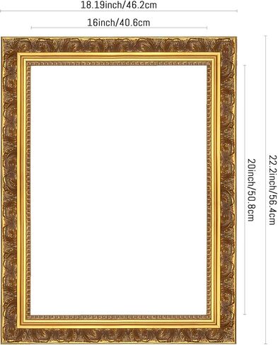 إطار صورة خشبي ذهبي عتيق من ريمبول، 16×20 | إطار منحوت يدويًا على الطراز الباروكي العتيق للمعرض والعرض المنزلي للوحات والشهادات (الإطار فقط) in Saudi Arabia