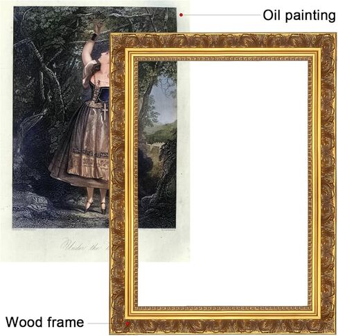 إطار صورة خشبي ذهبي عتيق من ريمبول، 16×20 | إطار منحوت يدويًا على الطراز الباروكي العتيق للمعرض والعرض المنزلي للوحات والشهادات (الإطار فقط) in Saudi Arabia