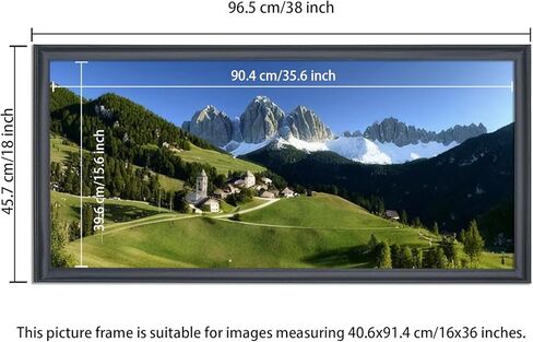 إطار صورة ASXBMIJO مقاس 16 × 36 بوصة من الخشب الصلب باللون الأسود، مناسب لإطار الصور البانورامية/الملصقات/اللوحة/الصور الجماعية/الألغاز (A23B1636) ﻿ in Saudi Arabia