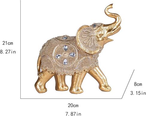 Auspicious Elephant Figurine - Embodiment of Fortune & Abundance, Antique Gold-Finished Resin Sculpture, Feng Shui Wealth Elephant Statue, Eleg Home Décor for Living Rooms, Table Centerpieces, Shelves in Saudi Arabia