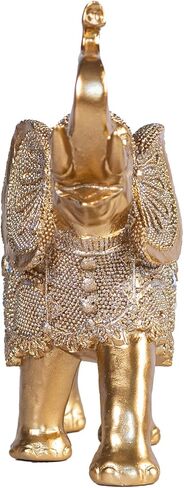 Auspicious Elephant Figurine - Embodiment of Fortune & Abundance, Antique Gold-Finished Resin Sculpture, Feng Shui Wealth Elephant Statue, Eleg Home Décor for Living Rooms, Table Centerpieces, Shelves in Saudi Arabia
