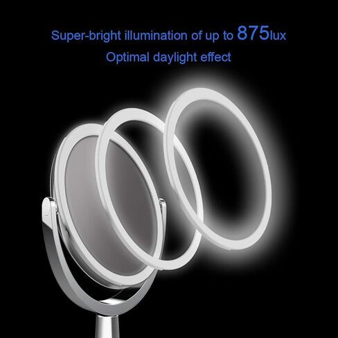RENEWLAB BY BIOMAX Superstar Oval Shaped Dual-Sided Lighted Makeup Mirror, 1X/5X Magnifying Vanity Makeup Mirror, 360 Degree Rotating Adjustable Brightness Mirror, Brushed Nickel in Saudi Arabia