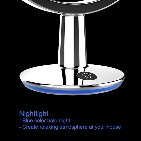 RENEWLAB BY BIOMAX Superstar Oval Shaped Dual-Sided Lighted Makeup Mirror, 1X/5X Magnifying Vanity Makeup Mirror, 360 Degree Rotating Adjustable Brightness Mirror, Brushed Nickel in Saudi Arabia