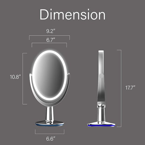 RENEWLAB BY BIOMAX Superstar Oval Shaped Dual-Sided Lighted Makeup Mirror, 1X/5X Magnifying Vanity Makeup Mirror, 360 Degree Rotating Adjustable Brightness Mirror, Brushed Nickel in Saudi Arabia