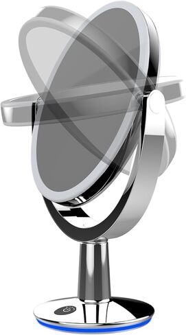 RENEWLAB BY BIOMAX Superstar Oval Shaped Dual-Sided Lighted Makeup Mirror, 1X/5X Magnifying Vanity Makeup Mirror, 360 Degree Rotating Adjustable Brightness Mirror, Brushed Nickel in Saudi Arabia