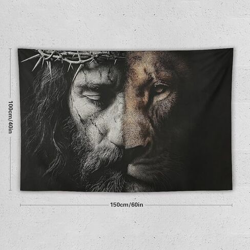 JYOUQOC Jesus And The Lion Tapestry Wall Hanging Large Wall Art Decor Flag Backdrop for Bedroom Living Room Dorm 40"×60" in Saudi Arabia