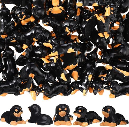 Leinuosen 50pcs Mini Dachshund Figurines Christmas Dollhouse Ornaments Little Puppy Figures Tiny Resin Dachshunds Miniature Model Bulk Micro DIY Crafts for Garden Potted Plant Party Gift(Brown) in Saudi Arabia