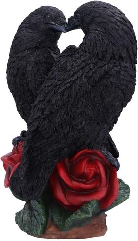 Nemsis Now Raven Romance Statue - 20cm Hand-Painted Figurine with Intricate Details - Gothic Home Decor Crow Sculpture - Red Rose Base for Collectors in Saudi Arabia