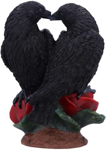 Nemsis Now Raven Romance Statue - 20cm Hand-Painted Figurine with Intricate Details - Gothic Home Decor Crow Sculpture - Red Rose Base for Collectors in Saudi Arabia