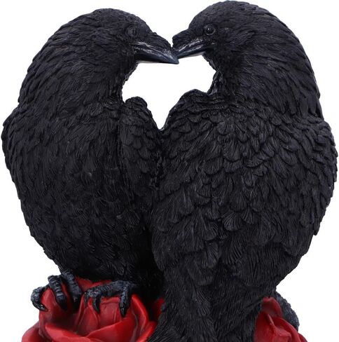 Nemsis Now Raven Romance Statue - 20cm Hand-Painted Figurine with Intricate Details - Gothic Home Decor Crow Sculpture - Red Rose Base for Collectors in Saudi Arabia