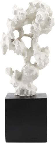 Mantaoilfe Modern Abstract Sculpture - 11.8" Stone Home Decor, Resin White and Black Art Statues for Living Room, Coffee Table Centerpiece, TV Stand Shelf Bookshelf Decorations in Saudi Arabia