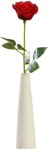 White Tall Conic Ceramic Flower Vase Decorative Floral Vase Taper Vase Table Top Small Narrow Neck Vases for Home Wedding Table Bedroom Living Room Office Desk in Saudi Arabia