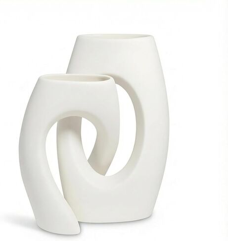 VoxWonder Ceramic Vase Set of 2, Minimalist Neutral Clay Vases for Modern Home Decor, Aesthetic Decorative Centerpieces for Living Room, Bedroom, or Entryway in Saudi Arabia