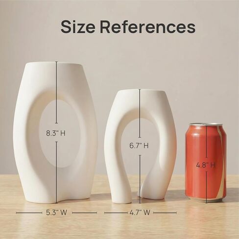VoxWonder Ceramic Vase Set of 2, Minimalist Neutral Clay Vases for Modern Home Decor, Aesthetic Decorative Centerpieces for Living Room, Bedroom, or Entryway in Saudi Arabia