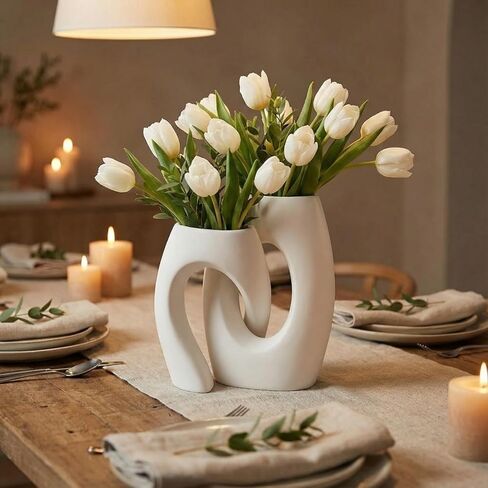 VoxWonder Ceramic Vase Set of 2, Minimalist Neutral Clay Vases for Modern Home Decor, Aesthetic Decorative Centerpieces for Living Room, Bedroom, or Entryway in Saudi Arabia