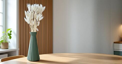 Modern Decorative vase, Geometric Design Feature in Any mid-Century Modern, Contemporary Style Living Room, Kitchen Counter, Dining, Shelf, Office, Coffee Table. 3D Print, 10 inches Tall [sage]. in Saudi Arabia