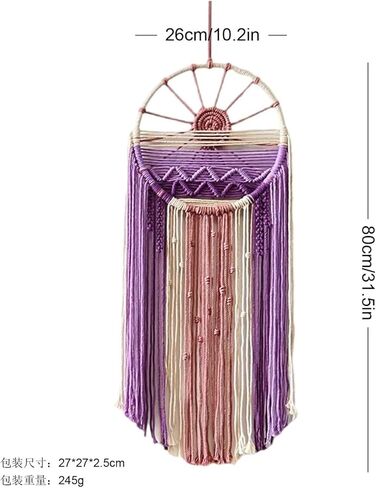 SlenyuBridal Sun Wall Decor Dream Catcher - Macrame Wall Hanging Sunrise Wall Art Boho Dreamcatchers Woven Tapestry, Rustic Colorful Room Decor for Bedroom Living Room Nursery (Sunrise) Purple in Saudi Arabia