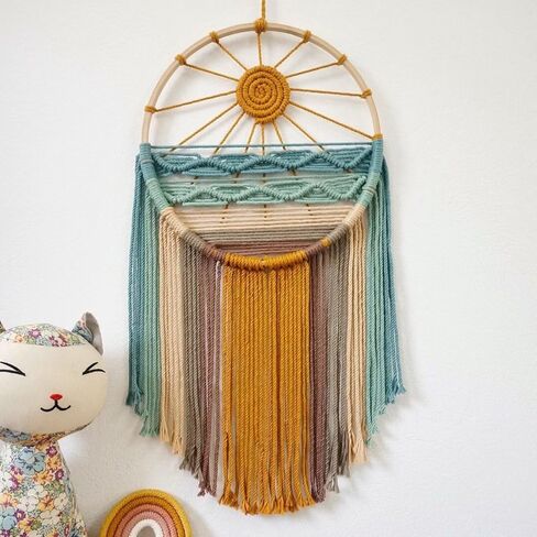 SlenyuBridal Sun Wall Decor Dream Catcher - Macrame Wall Hanging Sunrise Wall Art Boho Dreamcatchers Woven Tapestry, Rustic Colorful Room Decor for Bedroom Living Room Nursery (Sunrise) Purple in Saudi Arabia