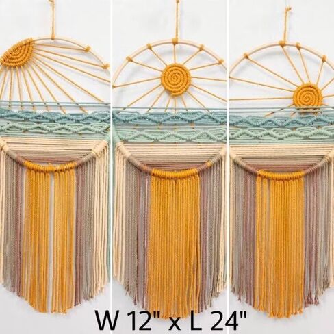 SlenyuBridal Sun Wall Decor Dream Catcher - Macrame Wall Hanging Sunrise Wall Art Boho Dreamcatchers Woven Tapestry, Rustic Colorful Room Decor for Bedroom Living Room Nursery (Sunrise) Purple in Saudi Arabia