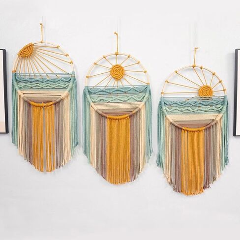 SlenyuBridal Sun Wall Decor Dream Catcher - Macrame Wall Hanging Sunrise Wall Art Boho Dreamcatchers Woven Tapestry, Rustic Colorful Room Decor for Bedroom Living Room Nursery (Sunrise) Purple in Saudi Arabia